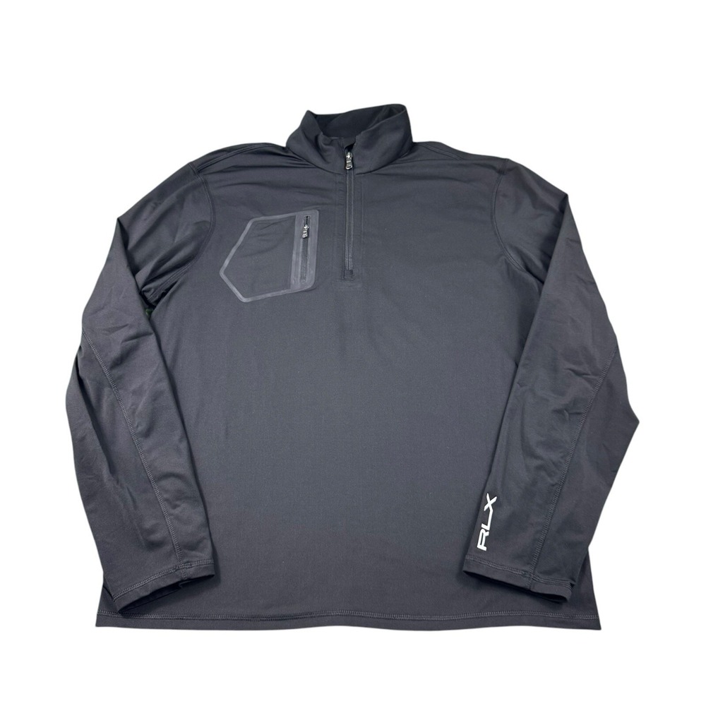RLX Ralph Lauren Black Performance Half Zip Caring Classic Tour Pullover Mens L
